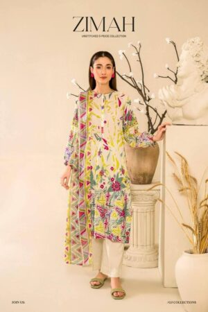 Zimah by Guljee Lawn 3-Piece Printed